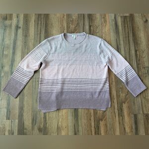 Ella Moss Soft Taupe, Pink and Lavender Striped Sweater